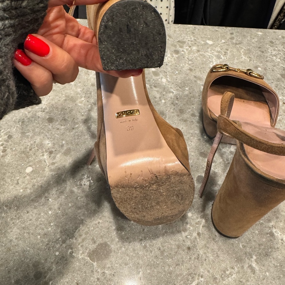 Gucci Brown Suede Horsebit Sandals Size 39 - Picture 3 of 7